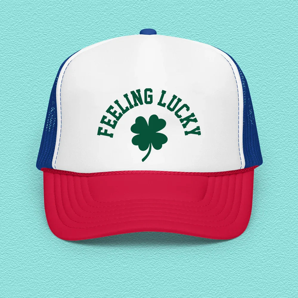 Feeling Lucky Trucker Hat White / Royal / Red Peachy Sunday T-Shirt