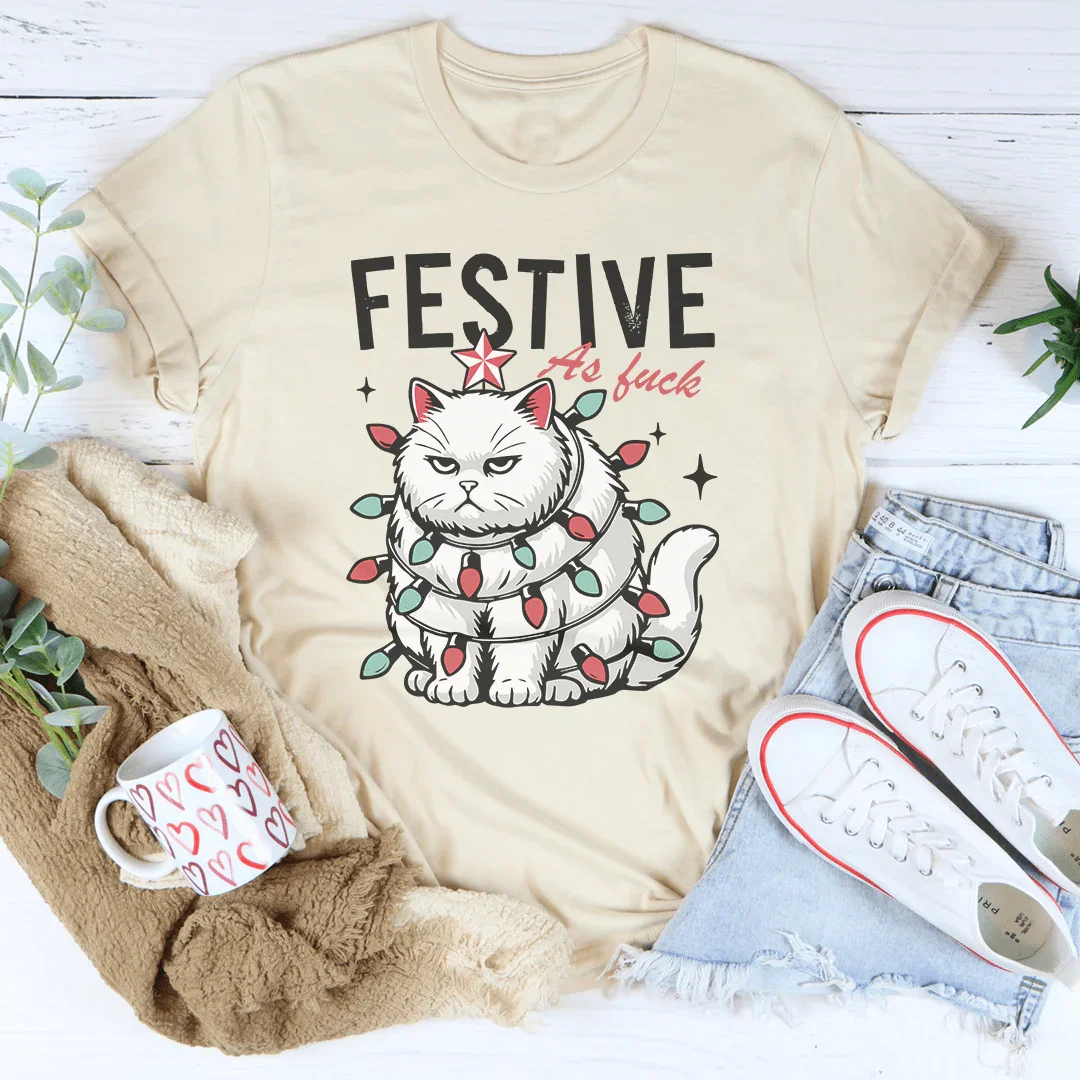 Festive As F-ck Tee Soft Cream / S Peachy Sunday T-Shirt