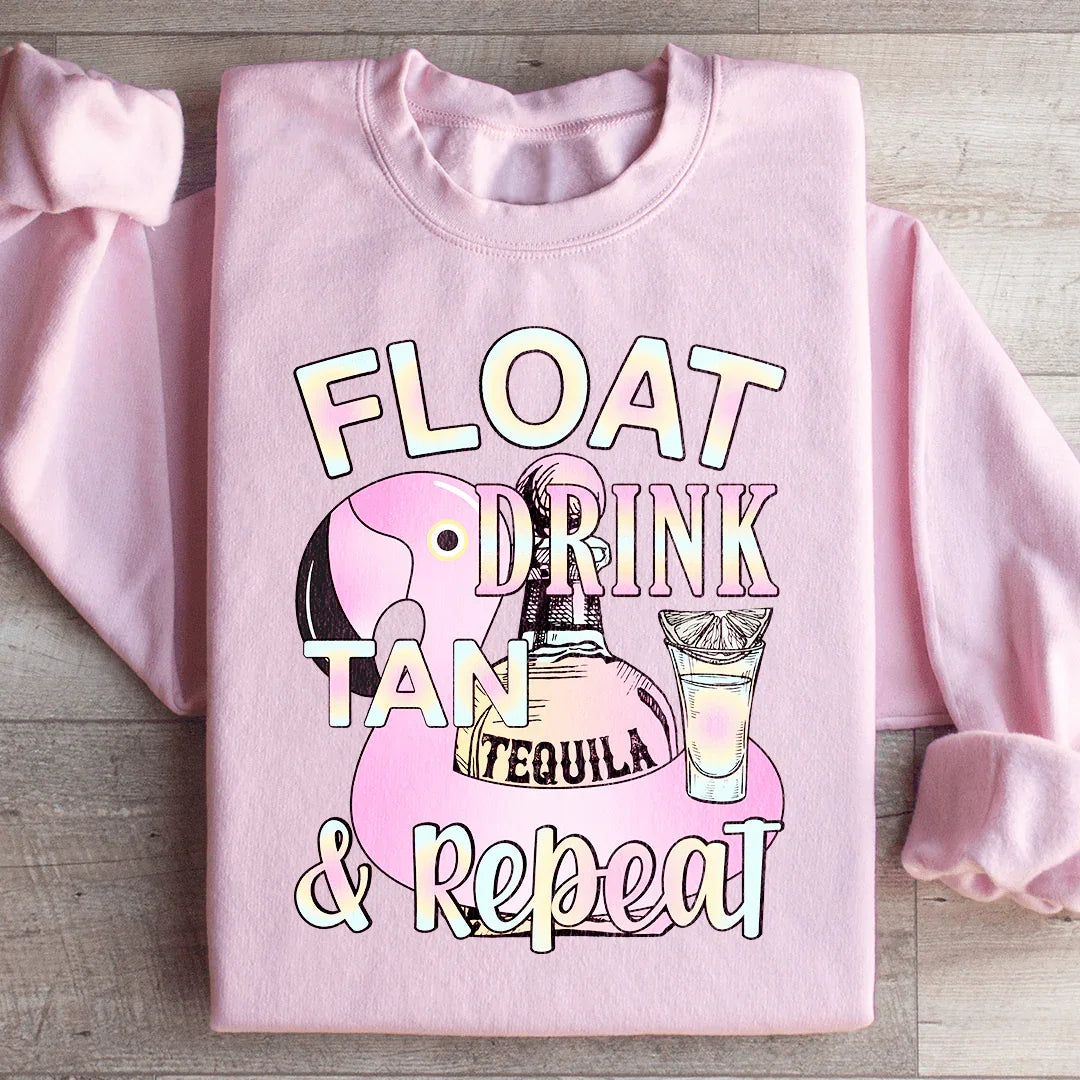 Float Drink Tan Repeat Sweatshirt Light Pink / S Peachy Sunday T-Shirt