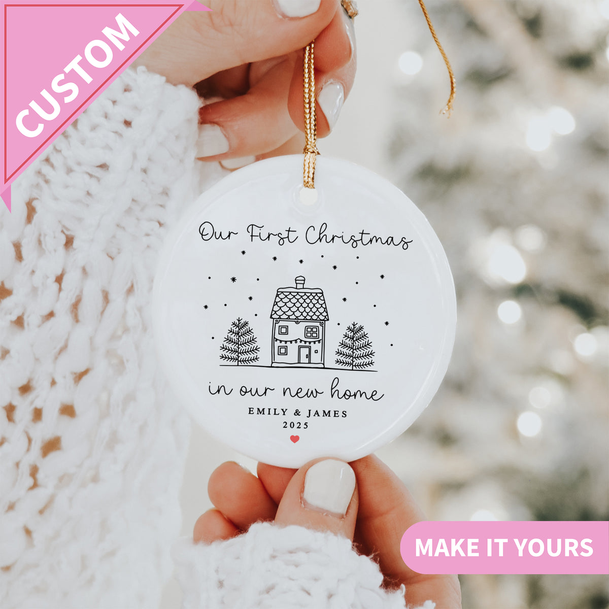 Personalisierter Anhänger zum ersten Weihnachten in unserem neuen Zuhause