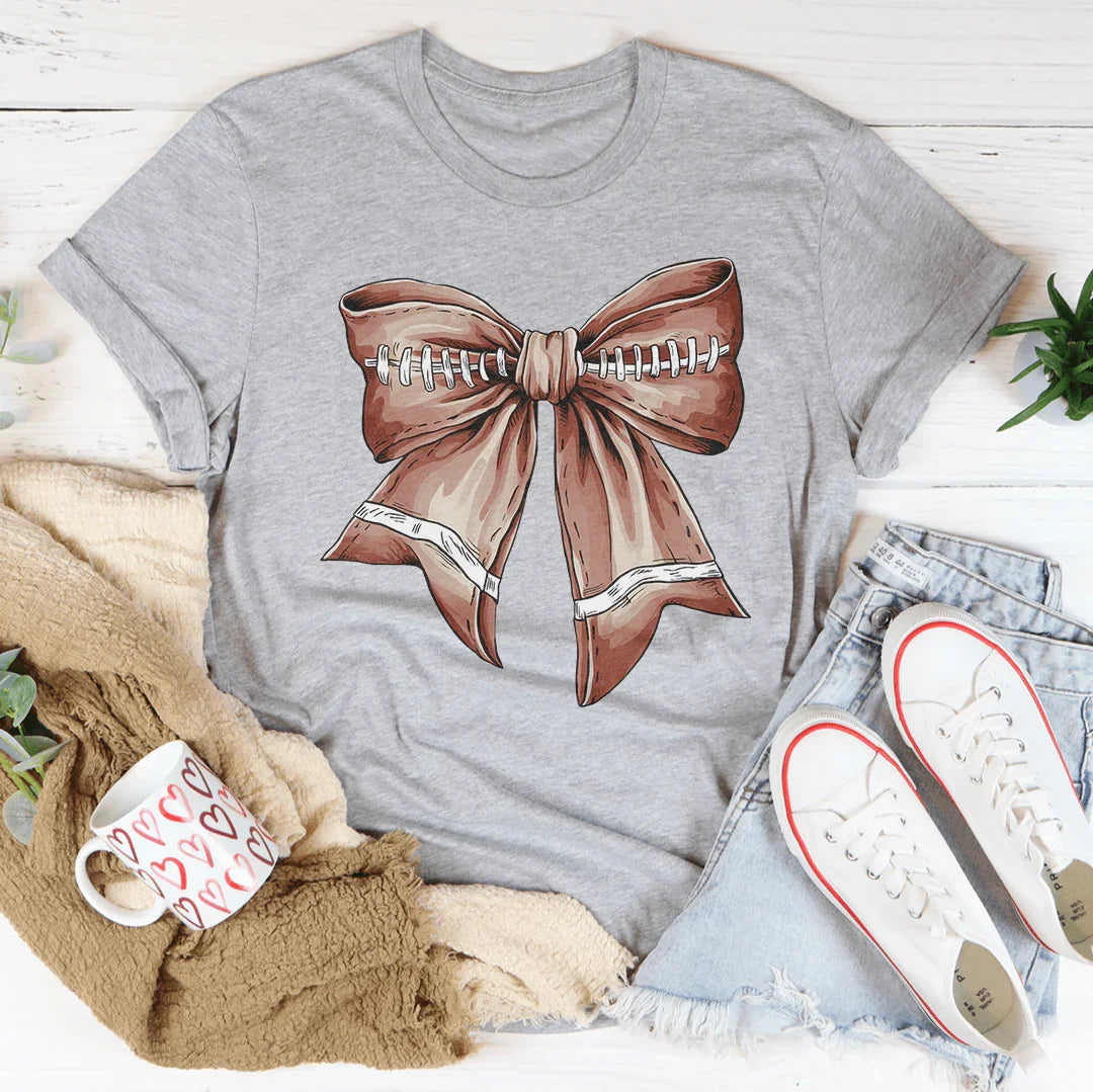 Football Vintage Bow Tee Athletic Heather / S Peachy Sunday T-Shirt