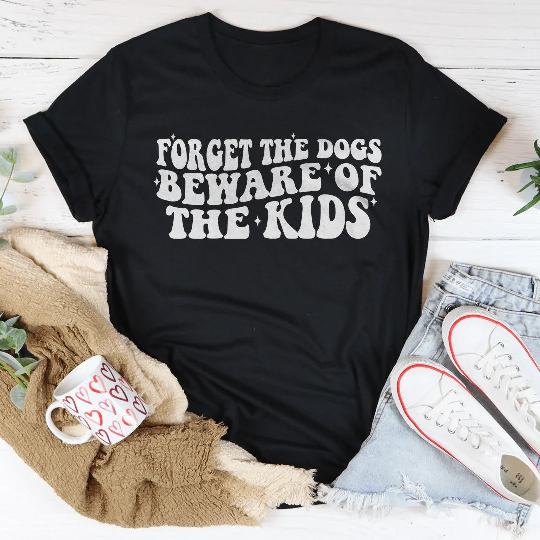 Forget The Dogs Beware Of The Kids Tee Black Heather / S Peachy Sunday T-Shirt