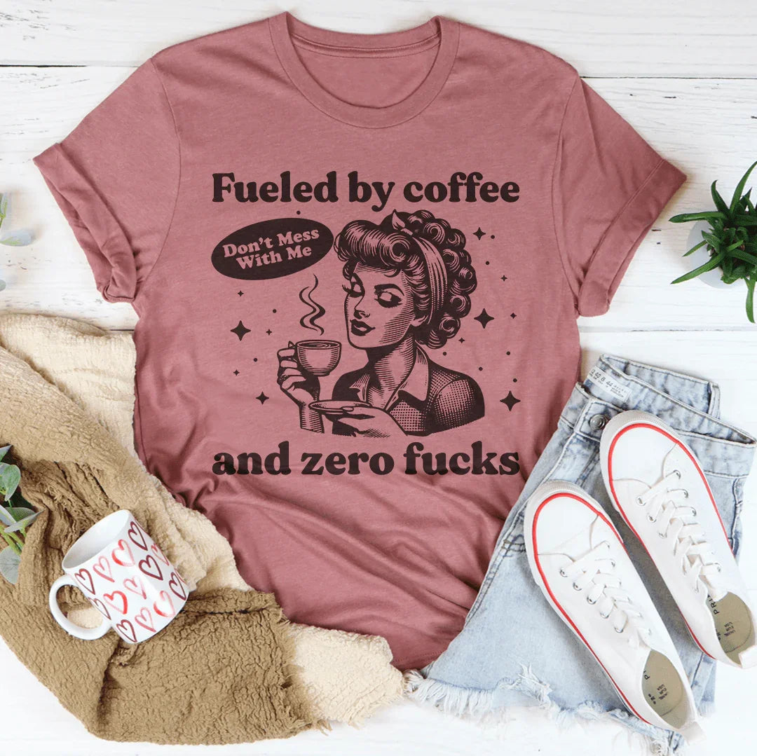 Fueled By Coffee And Zero F-cks Mauve / S Peachy Sunday T-Shirt