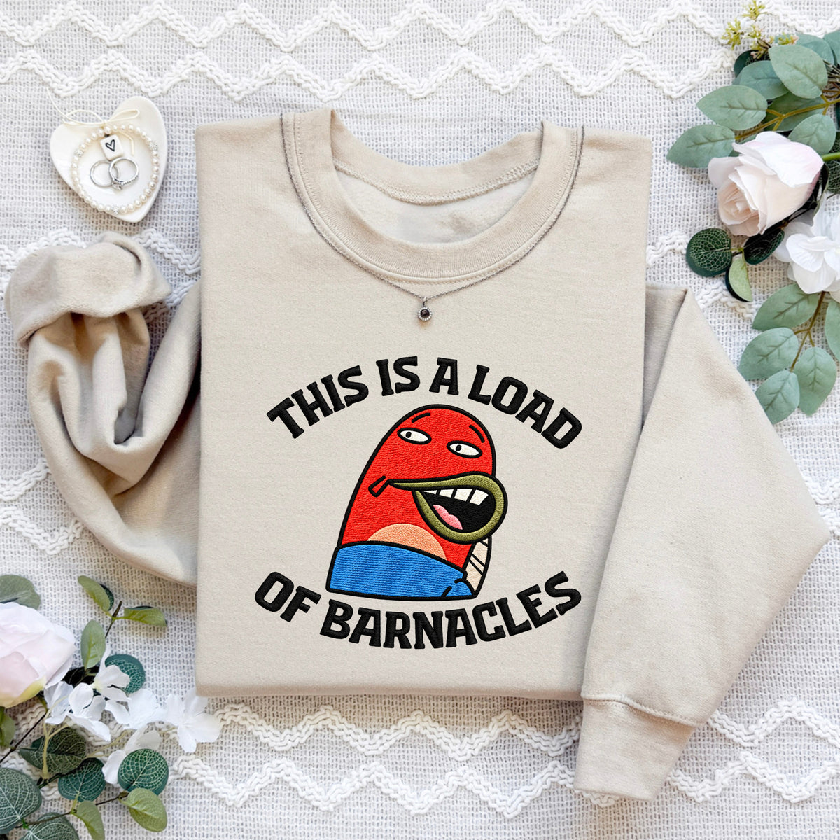 Besticktes Sweatshirt „Das ist eine Menge Seepocken“