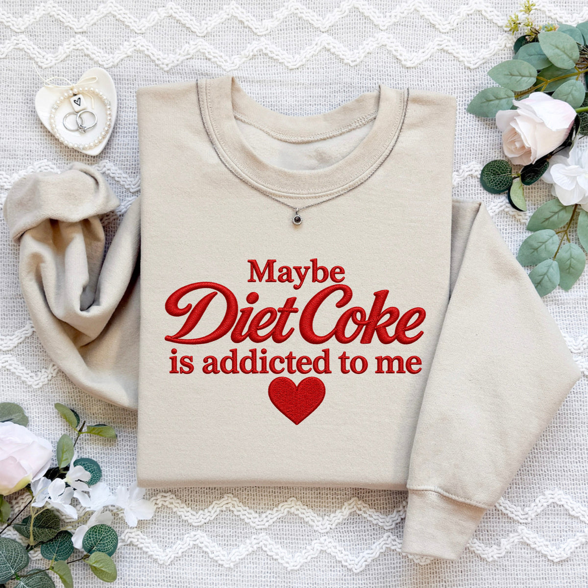 Soda Lover Embroidered Fleece Pullover – \"Diet Coke\"