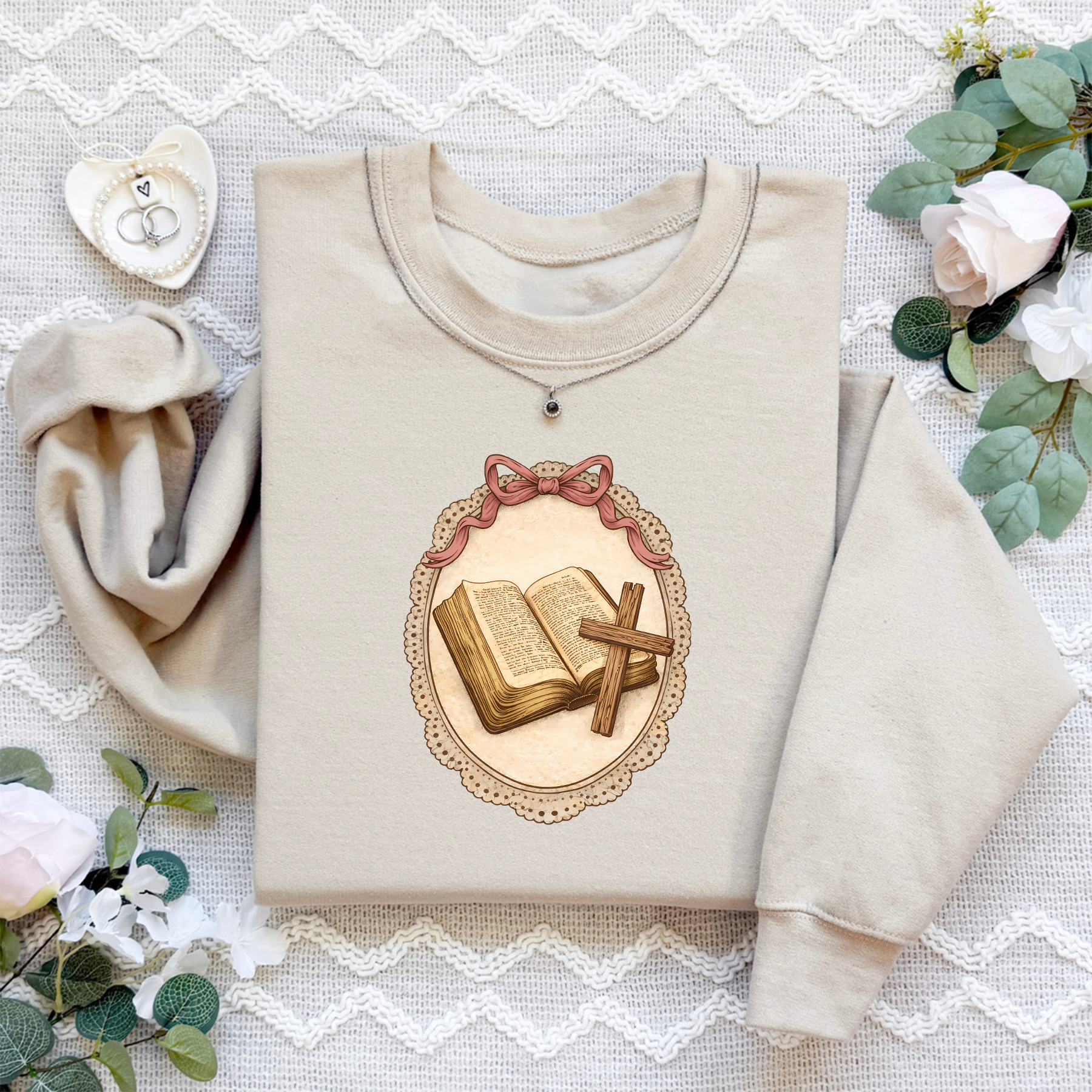 Vintage Thrifted Christian Cross Sweatshirt