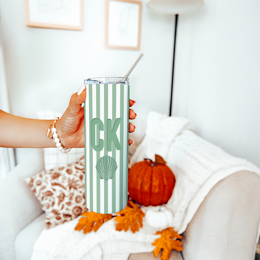 Personalized Striped Beach Girls Tumbler