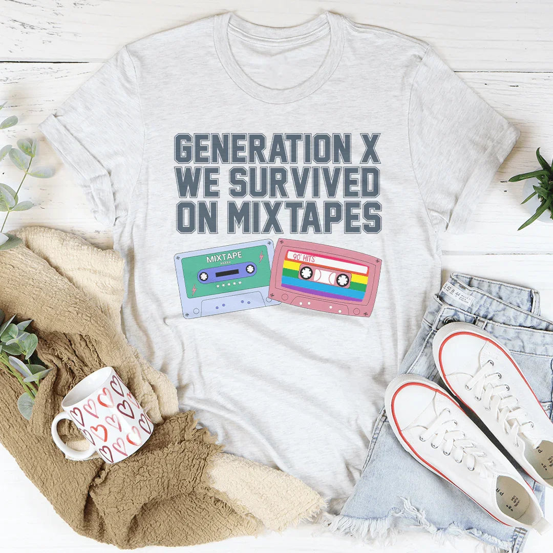 Generation X We Survived On Mixtapes Tee Ash / S Peachy Sunday T-Shirt