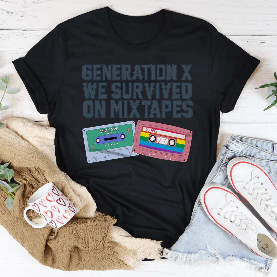 Generation X We Survived On Mixtapes Tee Black Heather / S Peachy Sunday T-Shirt