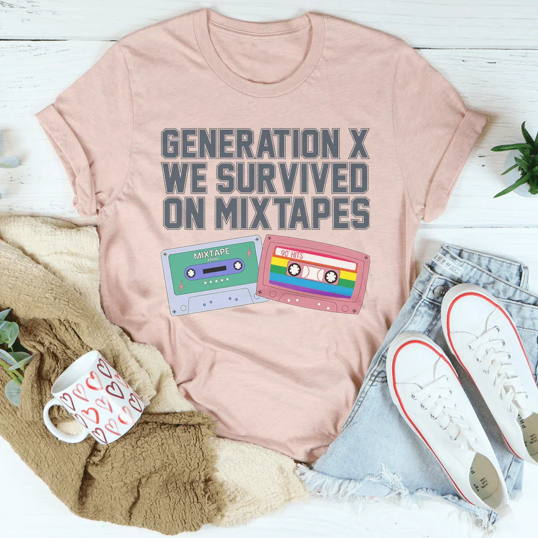 Generation X We Survived On Mixtapes Tee Heather Prism Peach / S Peachy Sunday T-Shirt