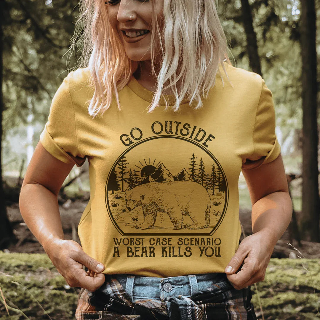 Go Outside Worst Case Scenario A Bear Kills You Tee Mustard / S Peachy Sunday T-Shirt