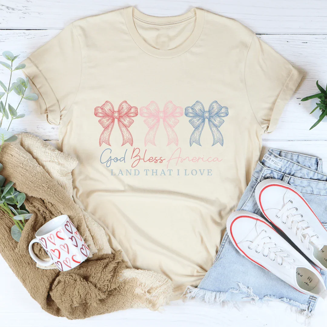 God Bless America Land That I Love Tee Soft Cream / S Peachy Sunday T-Shirt