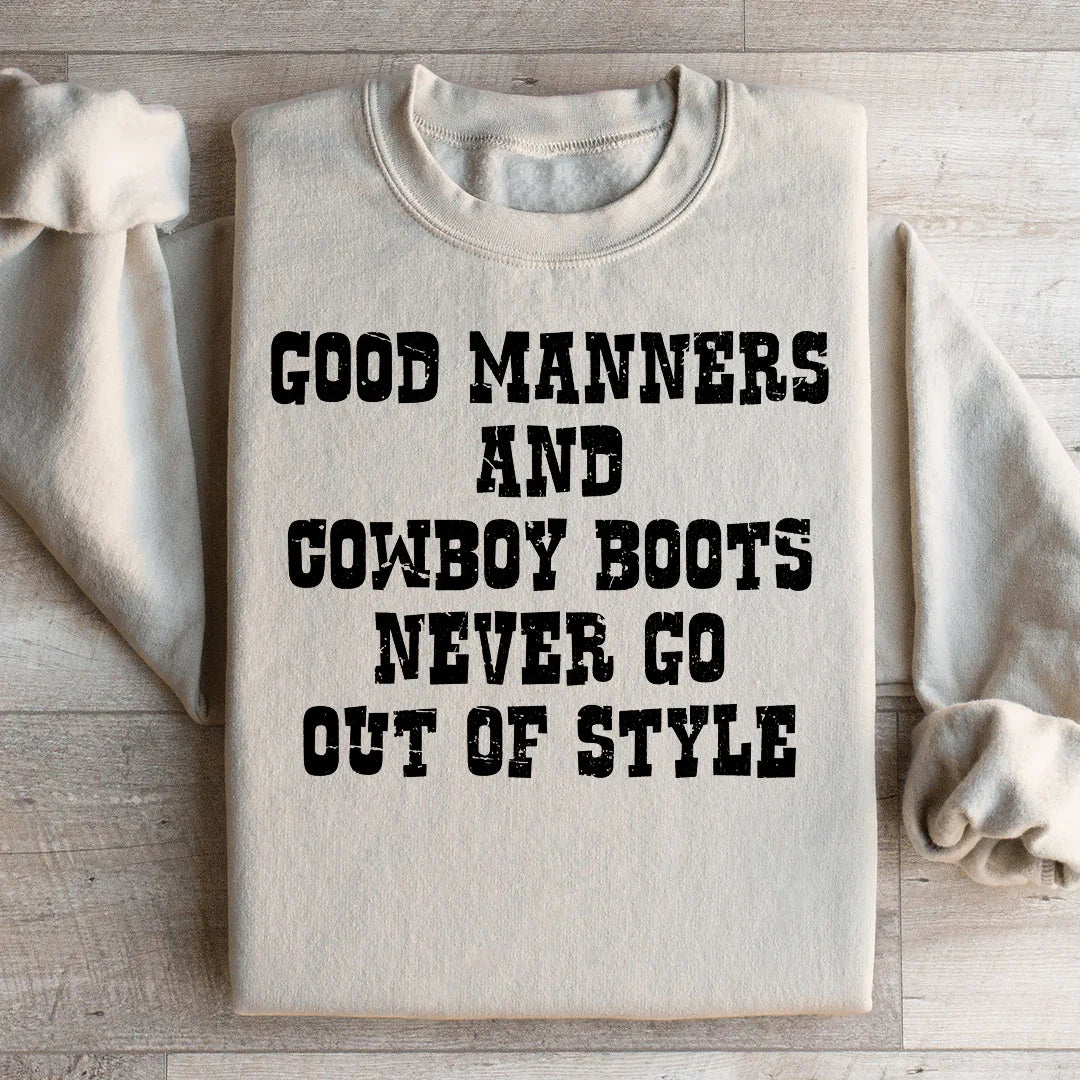 Good Manners And Cowboy Boots Sweatshirt Sand / S Peachy Sunday T-Shirt