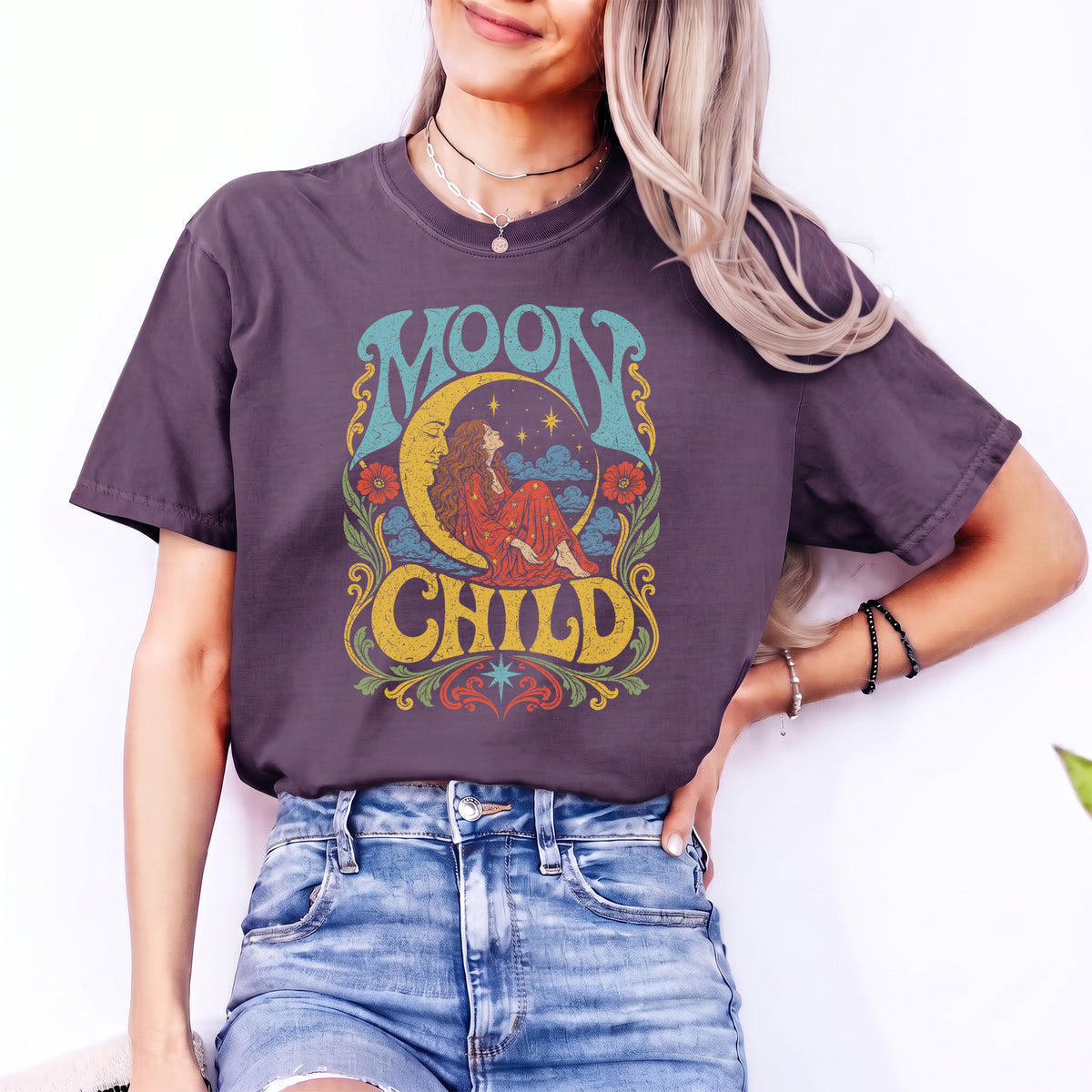 "Moon Child" – Retro 70s Celestial Graphic Top