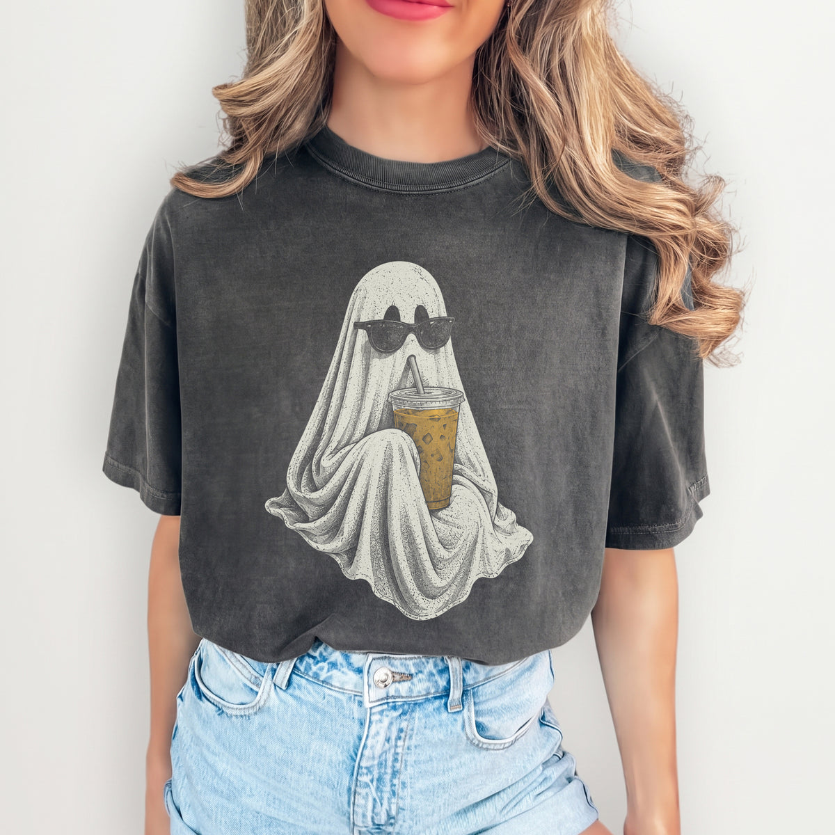 Ghost Drinking Coffee Tee