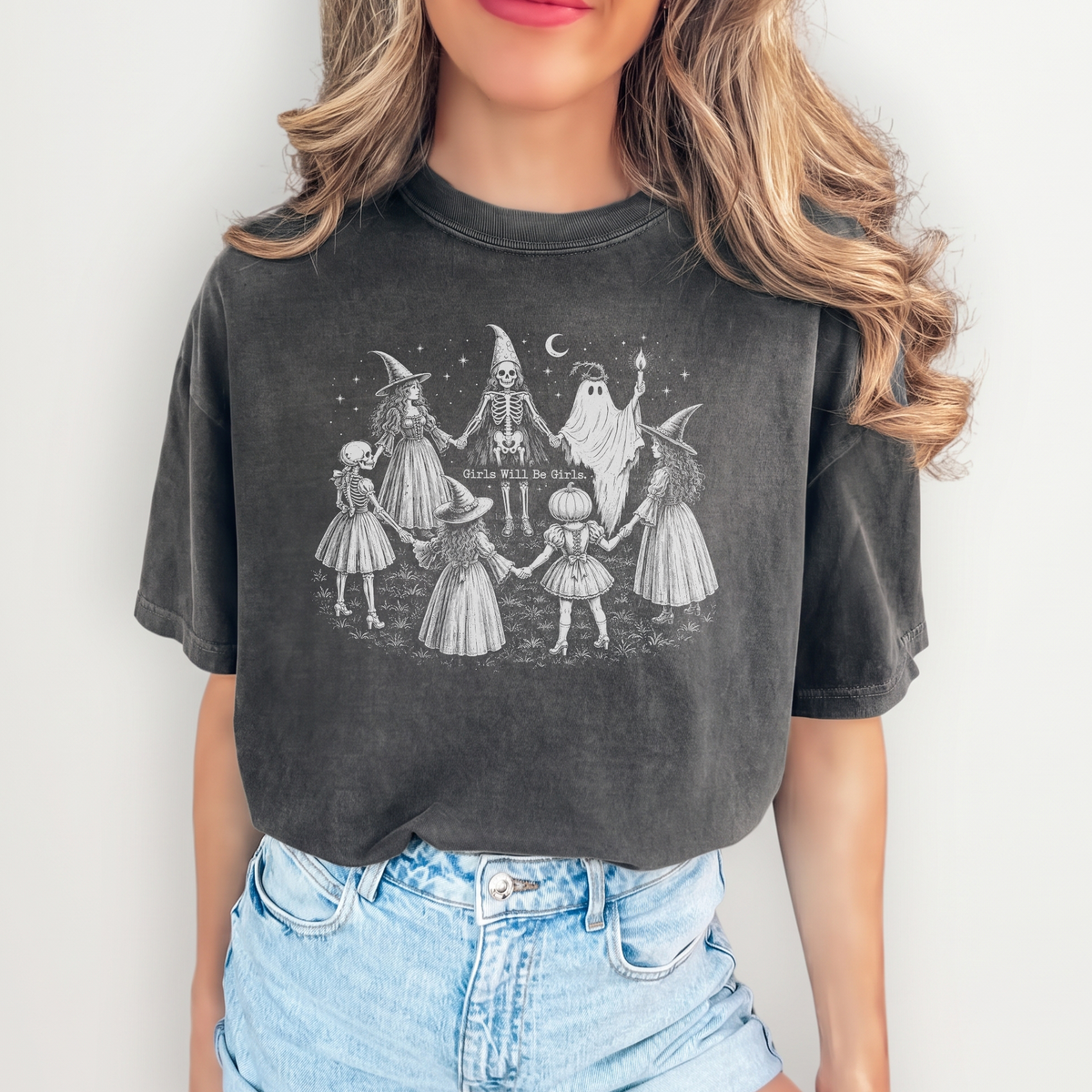 \"Girls Will Be Girls\" – Vintage Witch Coven Graphic Shirt