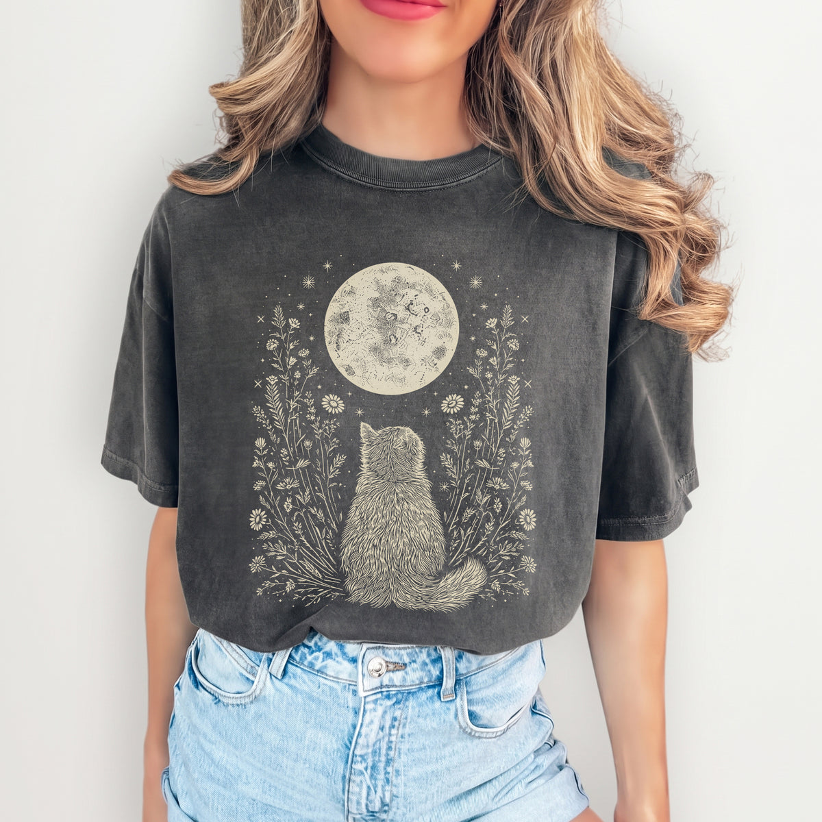 Celestial Cat Moon Tee