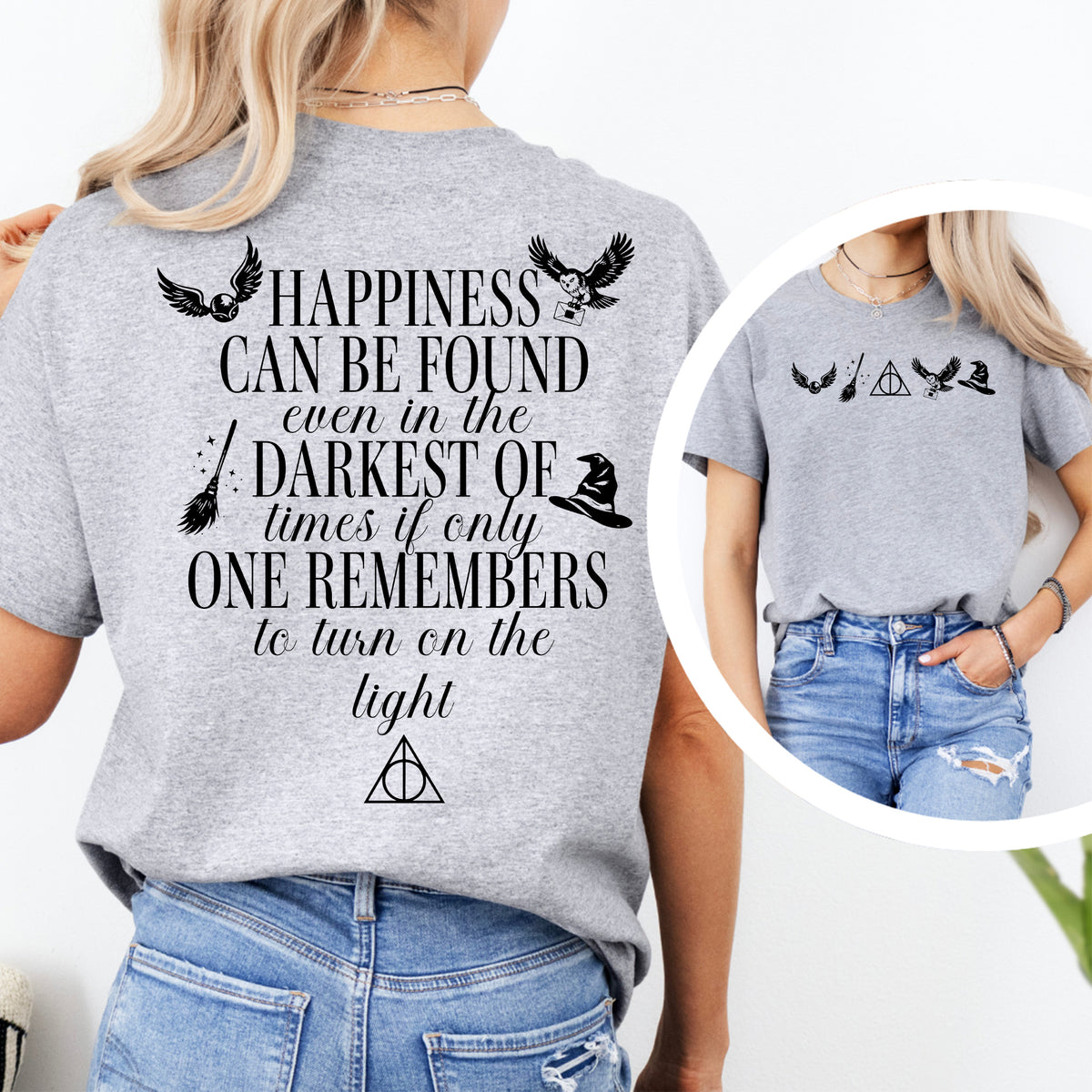Magical Quote T-Shirt in Heather Gray with Double-Sided Print