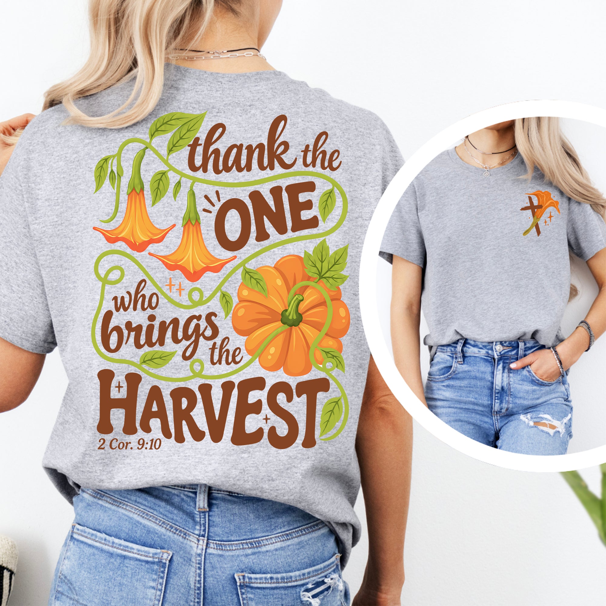 T-Shirt „Danke demjenigen, der die Ernte bringt“
