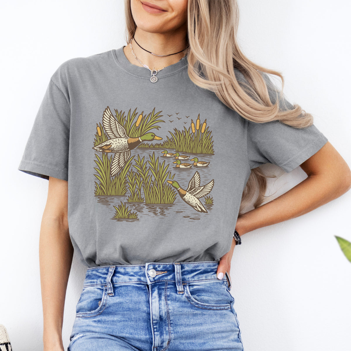 T-shirt rétro avec canards colverts