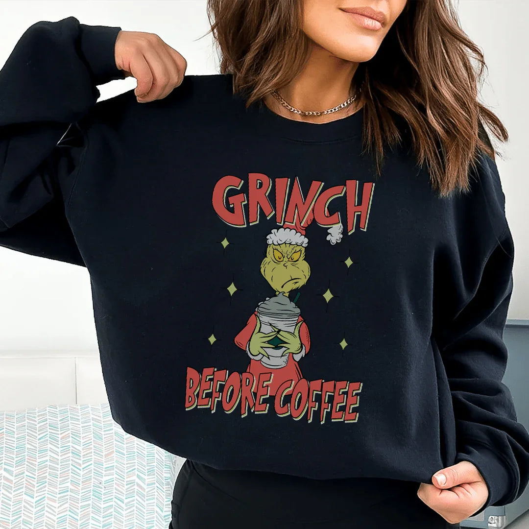 Grinch Before Coffee Sweatshirt Printify Sweatshirt T-Shirt
