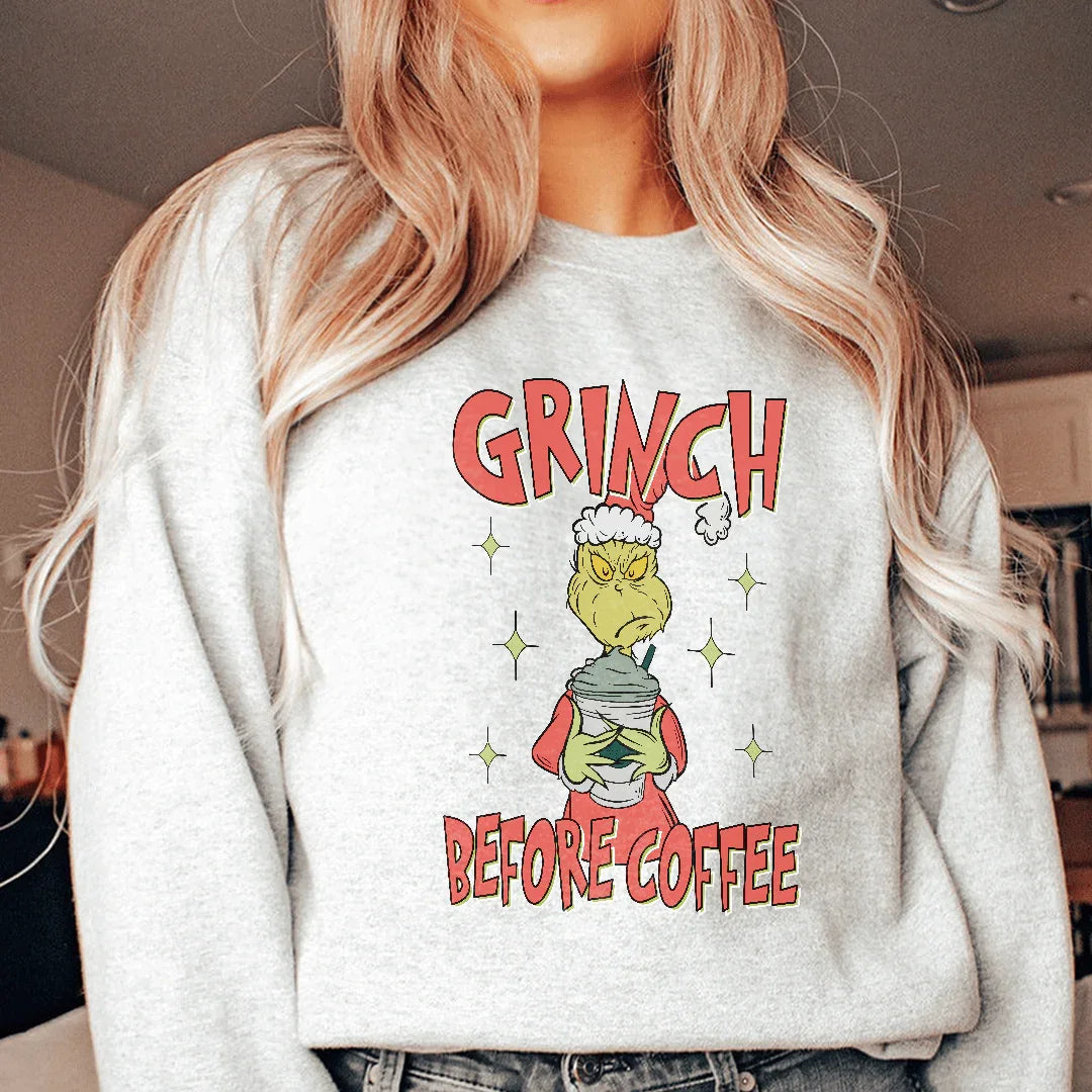Grinch Before Coffee Sweatshirt Printify Sweatshirt T-Shirt