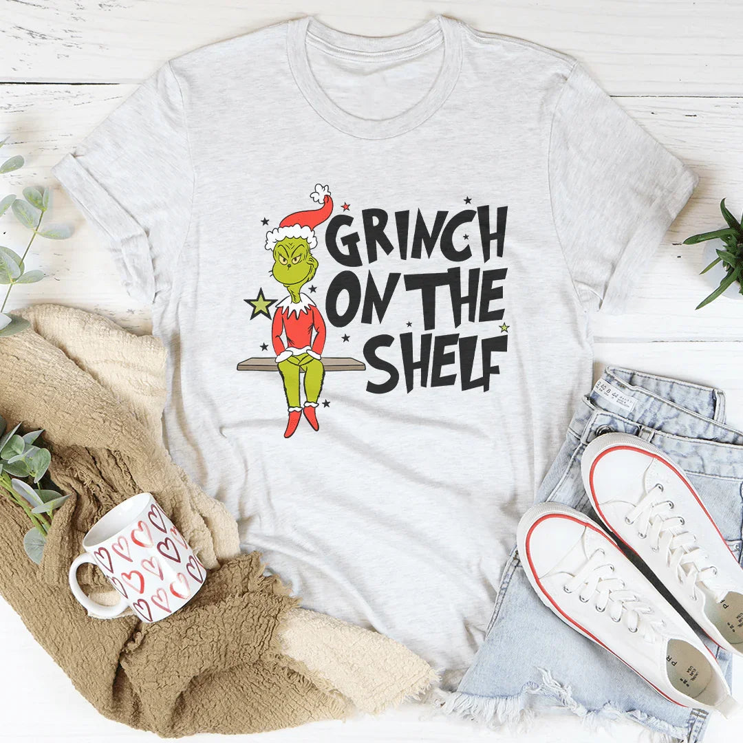 Grinch On The Shelf Tee White / S Peachy Sunday T-Shirt