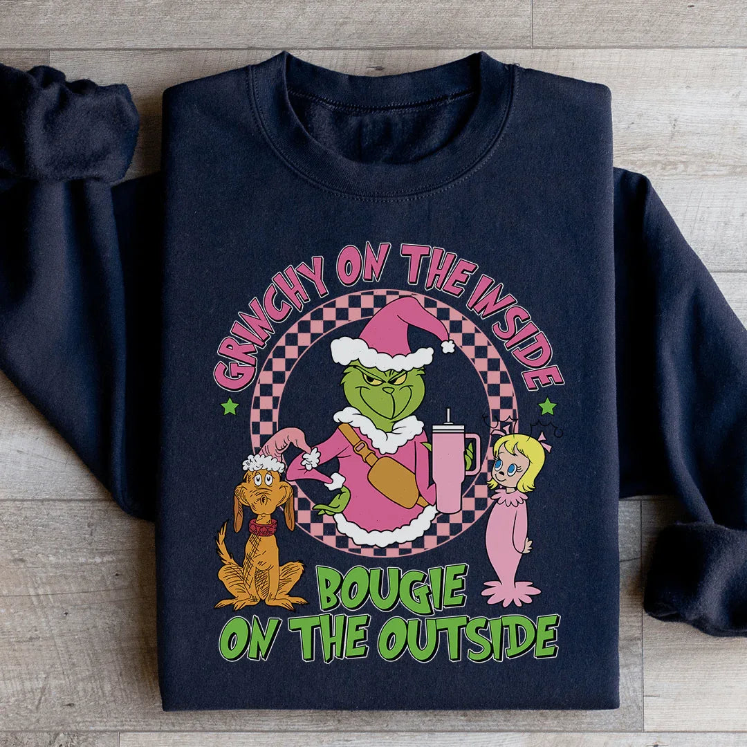 Grinchy On The Inside Bougie On The Outside Sweatshirt S / Black Printify Sweatshirt T-Shirt