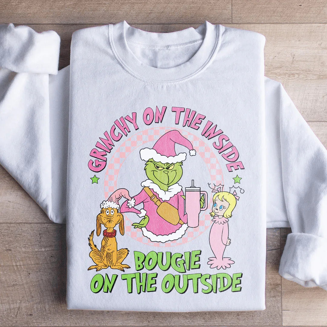 Grinchy On The Inside Bougie On The Outside Sweatshirt S / White Printify Sweatshirt T-Shirt