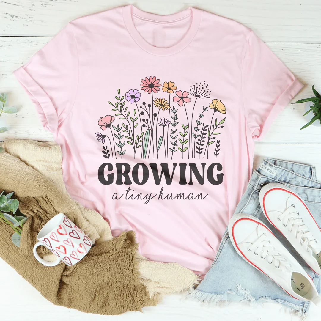 Growing A Tiny Human Tee Pink / S Peachy Sunday T-Shirt