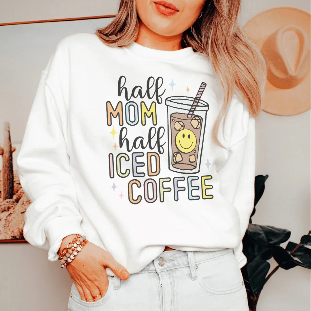 Half Mom Half Iced Coffee Sweatshirt White / S Peachy Sunday T-Shirt