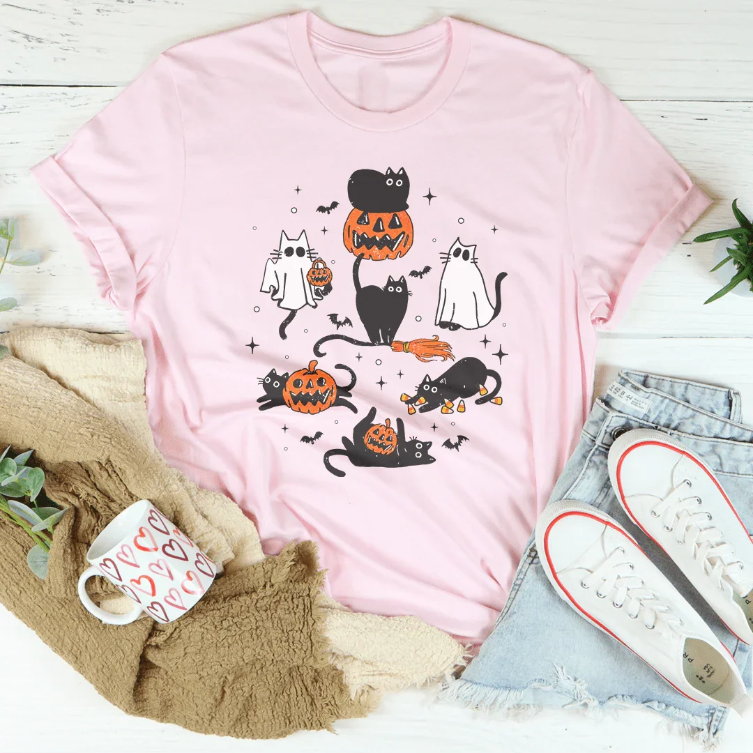Halloween Cats Tee Pink / S Peachy Sunday T-Shirt