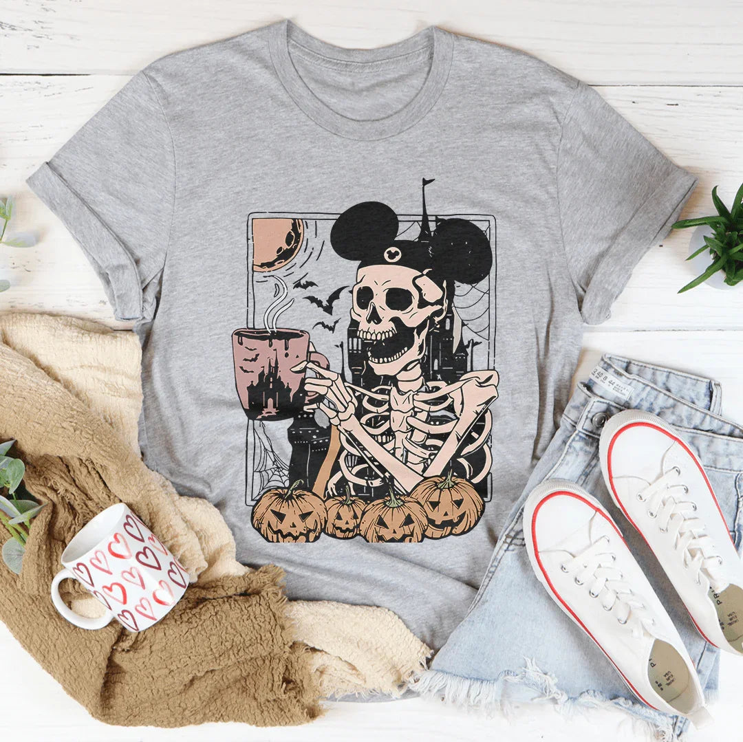 Halloween Skeleton Mickey Ears Tee Tee Athletic Heather / S Printify T-Shirt T-Shirt