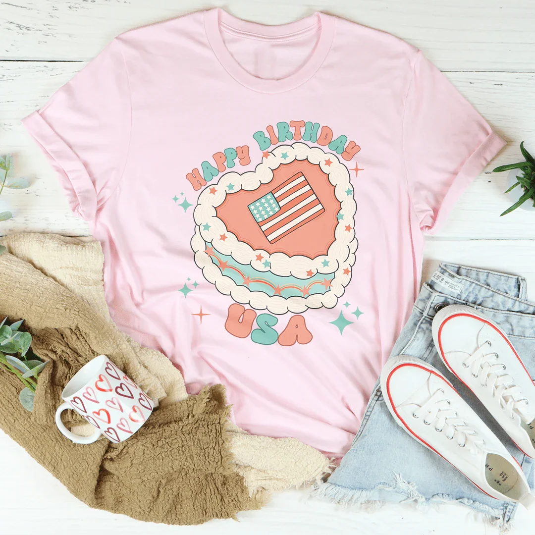 Happy Birthday America Tee Pink / S Peachy Sunday T-Shirt