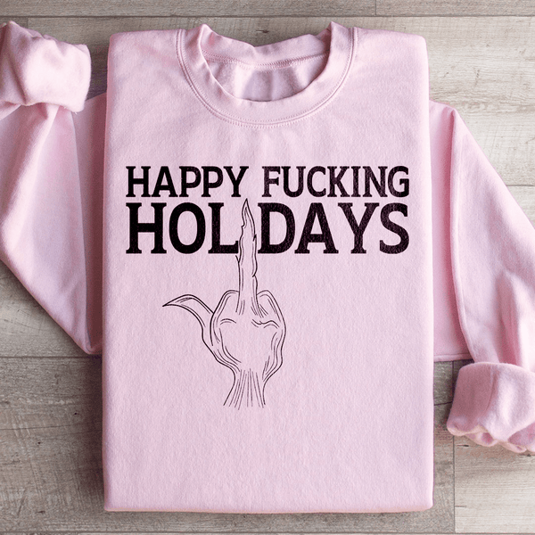 Happy Holidays Sweatshirt Light Pink / S Peachy Sunday T-Shirt