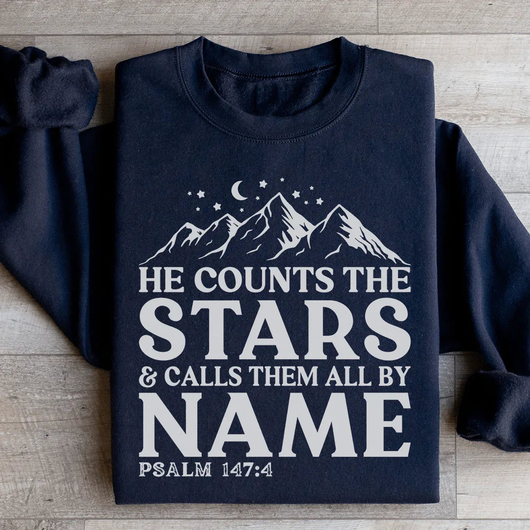 He Counts The Stars & Calls Them All By Name Sweatshirt Black / S Peachy Sunday T-Shirt