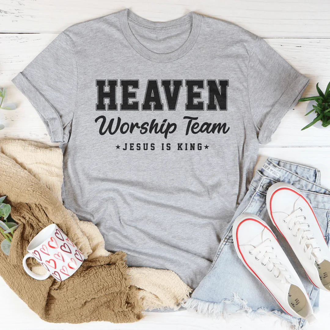 Heaven Worship Team Jesus Is King Tee Athletic Heather / S Peachy Sunday T-Shirt