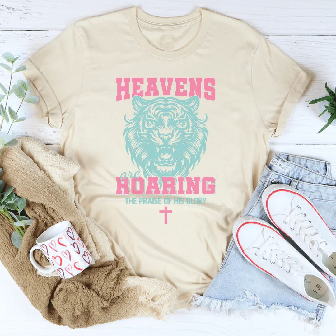 Heavens Are Roaring The Praise Of His Glory Tee Soft Cream / S Peachy Sunday T-Shirt