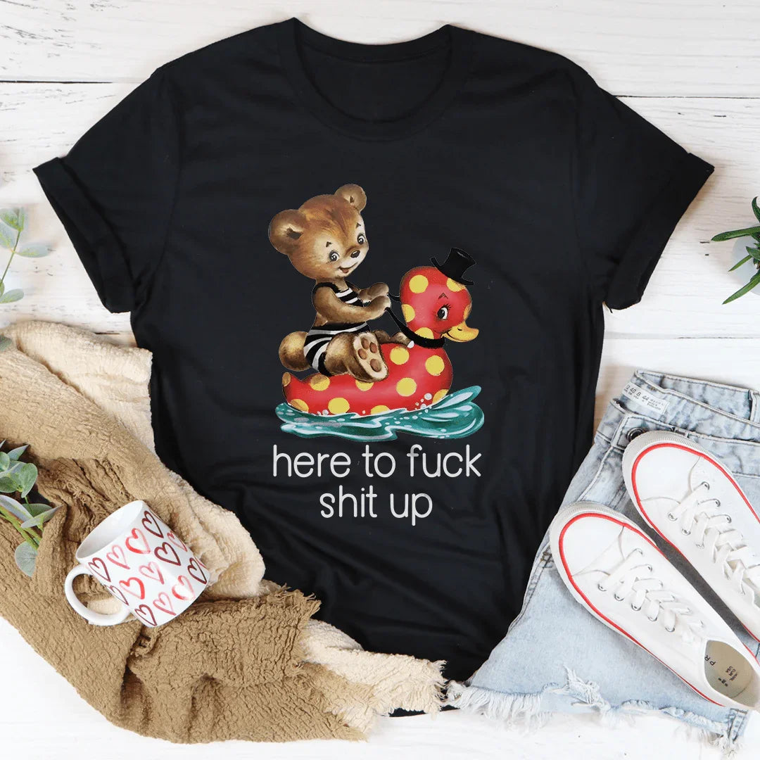 Here To F* Tee Black Heather / S Peachy Sunday T-Shirt