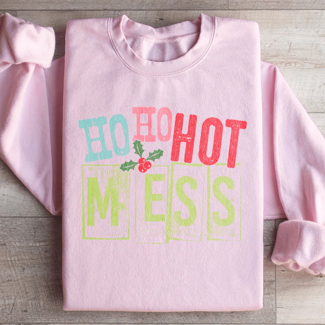 Ho Ho Hot Mess Sweatshirt Light Pink / S Peachy Sunday T-Shirt