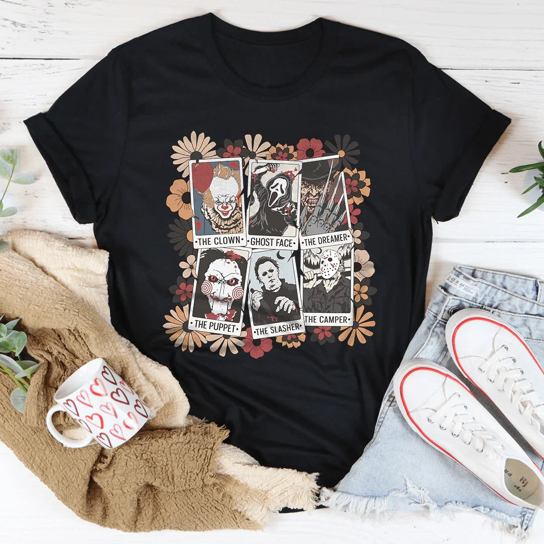 Horror Characters Tarot Tee Black / S Printify T-Shirt T-Shirt