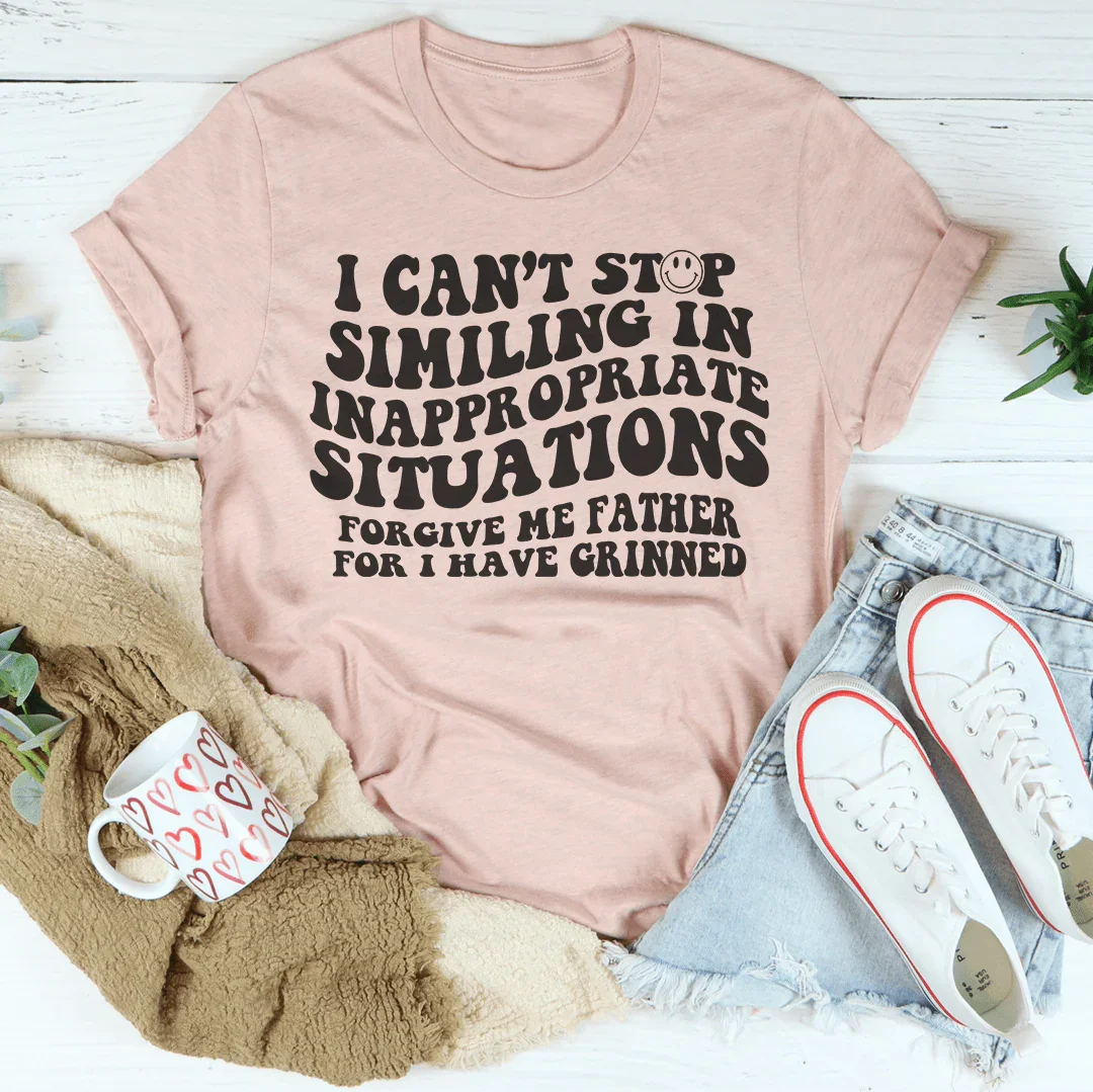 I Can't Stop Smilling In Tee Heather Prism Peach / S Peachy Sunday T-Shirt