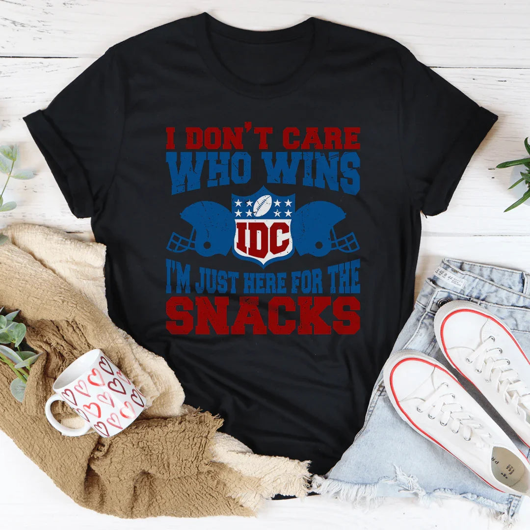 I Don't Care Who Wins I'm Just Here For The Snacks Tee Black Heather / S Peachy Sunday T-Shirt