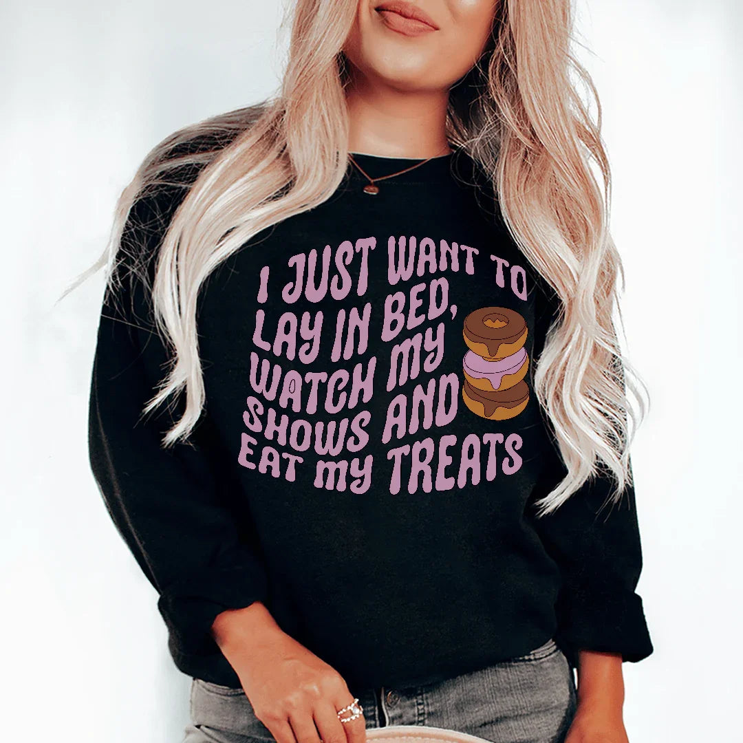 I Just Want To Lay In Bed Sweatshirt White / S Peachy Sunday T-Shirt