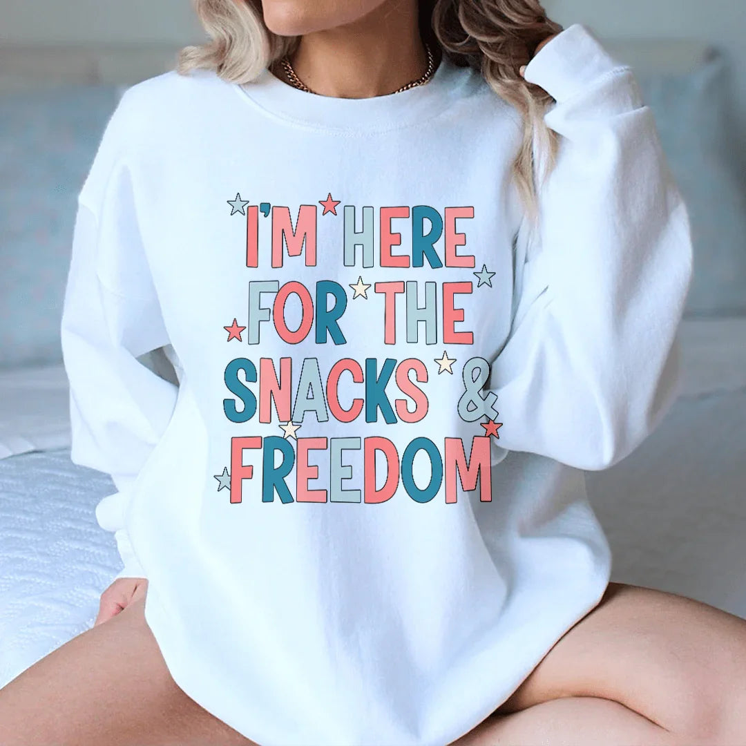 I'm Here For The Snacks And Freedom Tee White / S Peachy Sunday T-Shirt