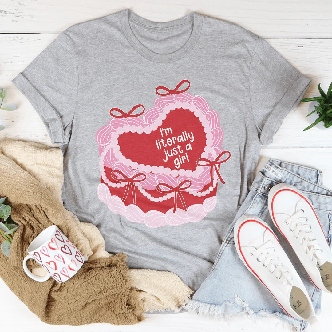 I’m literally Just A Girl Tee Athletic Heather / S Peachy Sunday T-Shirt