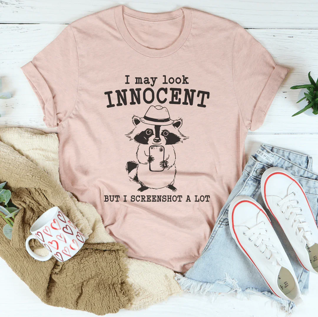 I May Look Innocent But I Screenshot A Lot Tee Heather Prism Peach / S Peachy Sunday T-Shirt