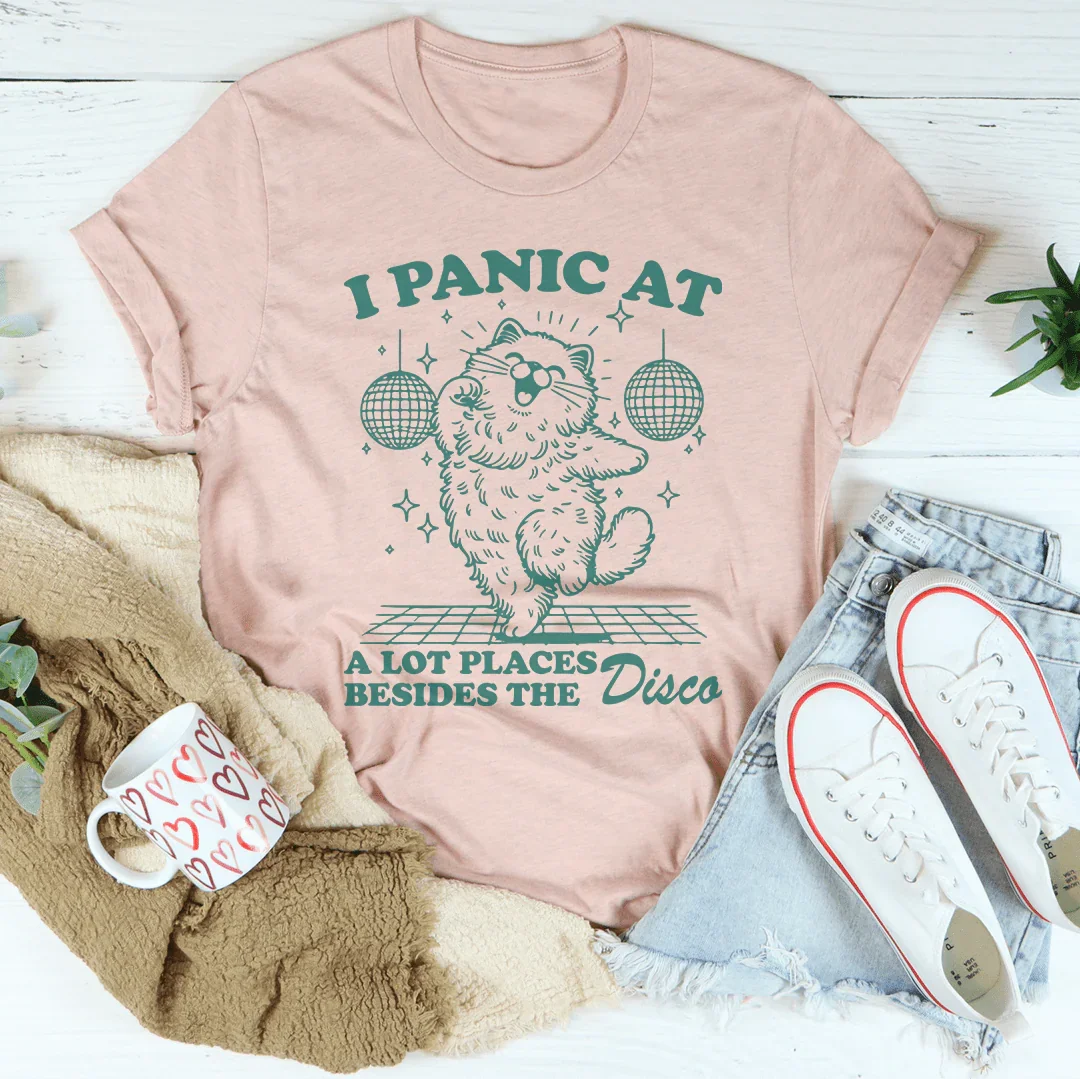 I Panic At A Lot Places Besides The Disco Tee Heather Prism Peach / S Peachy Sunday T-Shirt