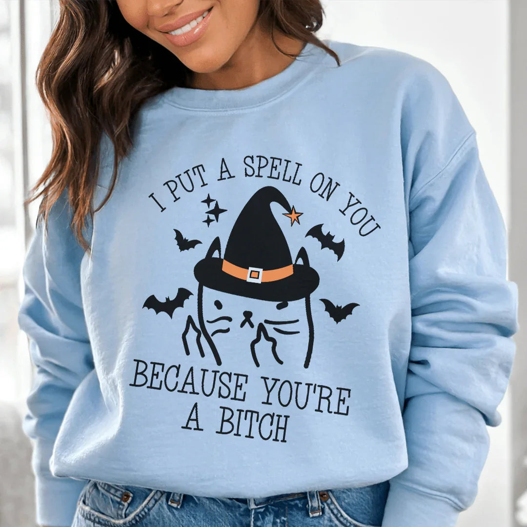 I Put A Spell On You Sweatshirt Light Blue / S Peachy Sunday T-Shirt