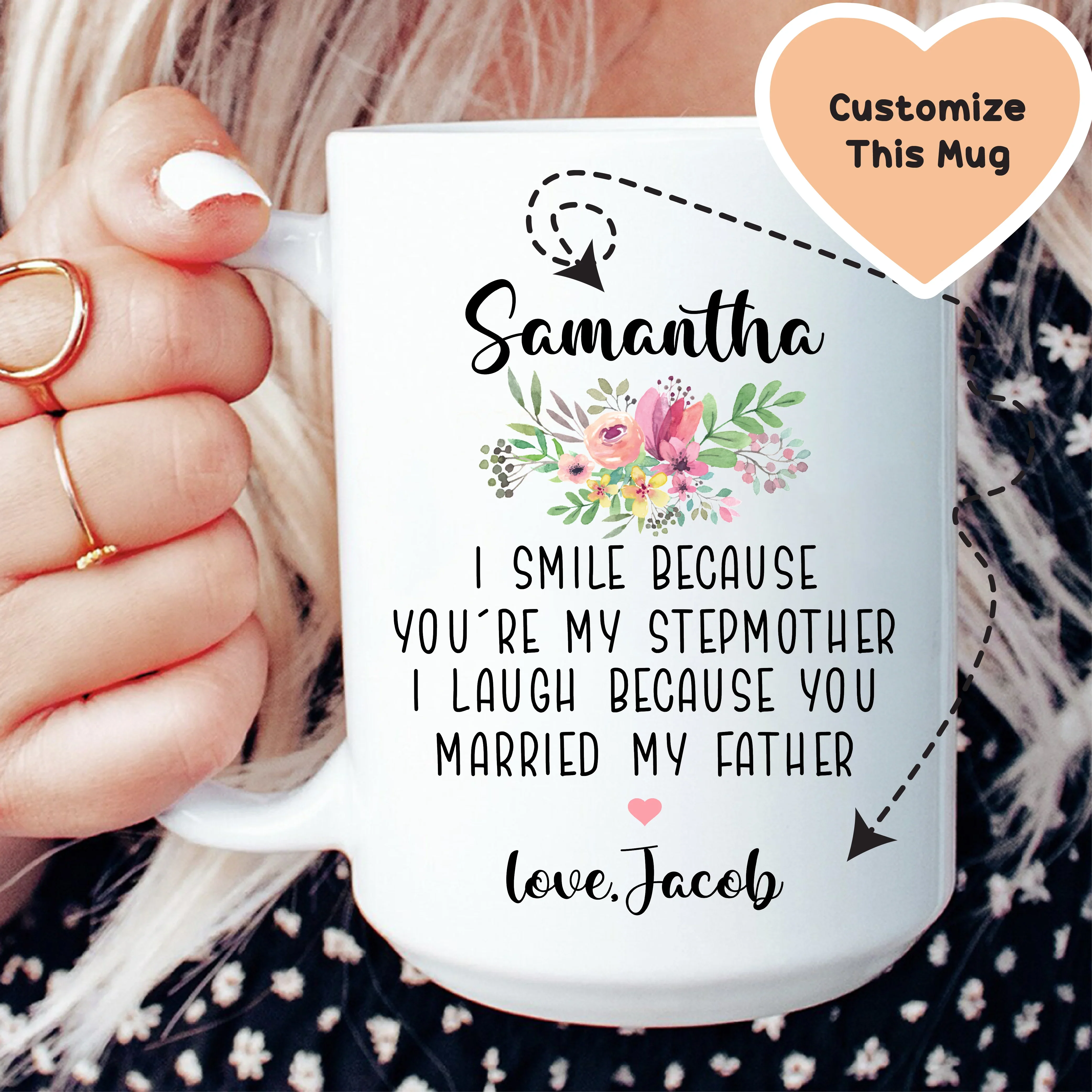 I Smile Because You're My Stepmother Custom Mug White / 15 oz printful T-Shirt